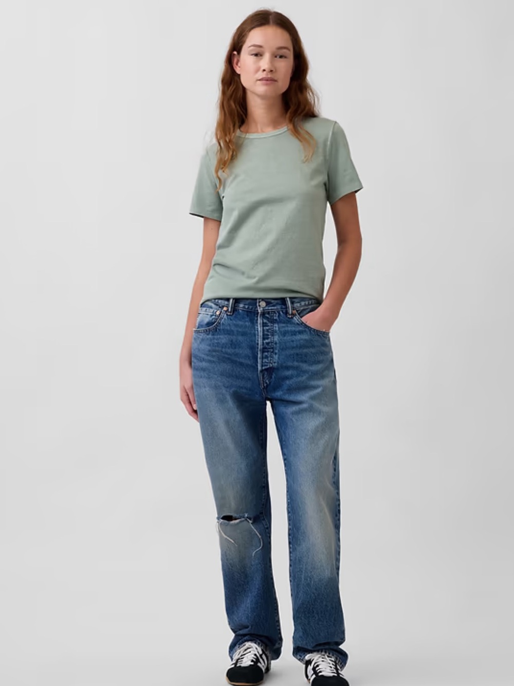 GAP Organic Cotton VintageSoft T-Shirt in Sage Green - Picture 2 of 11